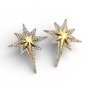 CZ STAR GOLD STATEMENT EARRINGS